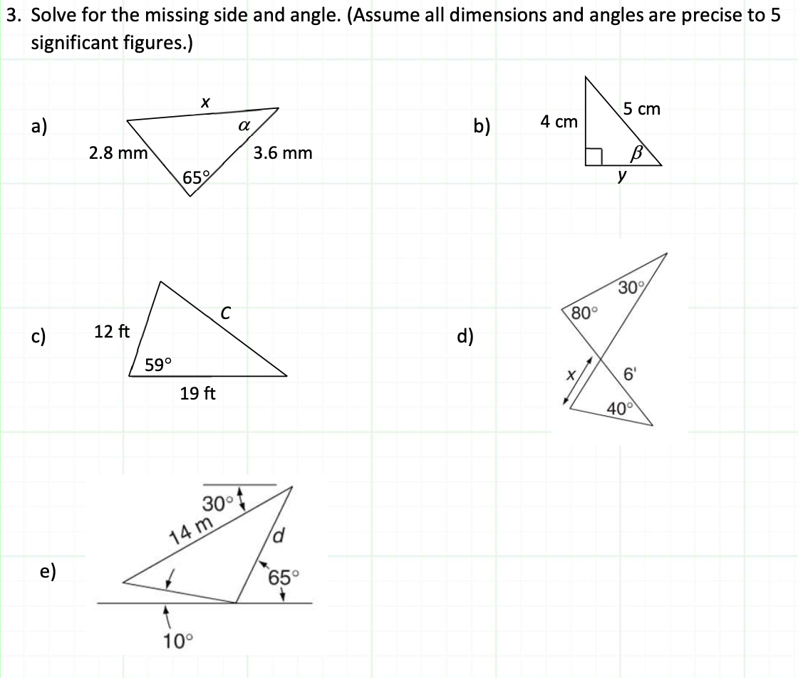 Solved 3. Solve For The Missing Side And Angle. (Assume All | Chegg.com