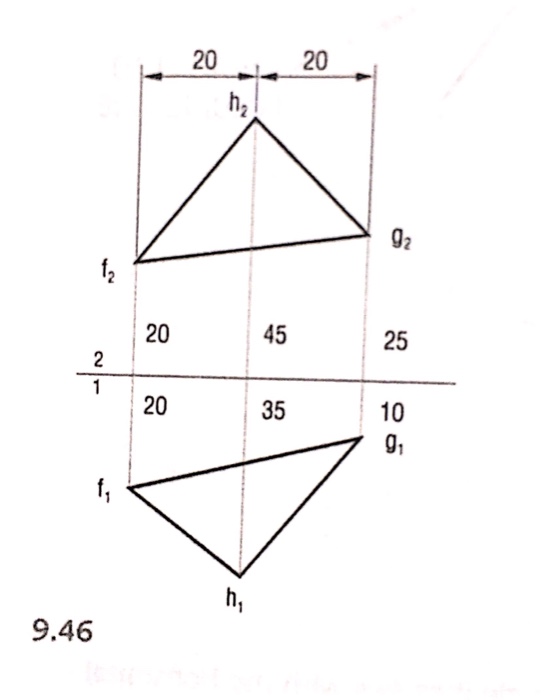 Solved Draw the true shape of plane FGH (Fi 9.46). The edge | Chegg.com