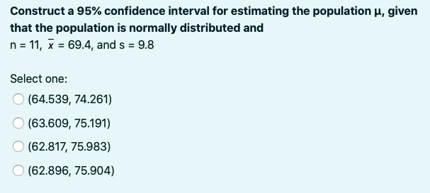 Solved Construct a 95% confidence interval for estimating | Chegg.com