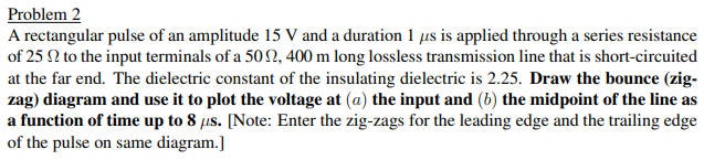 Solved Problem 2 A rectangular pulse of an amplitude 15 V | Chegg.com