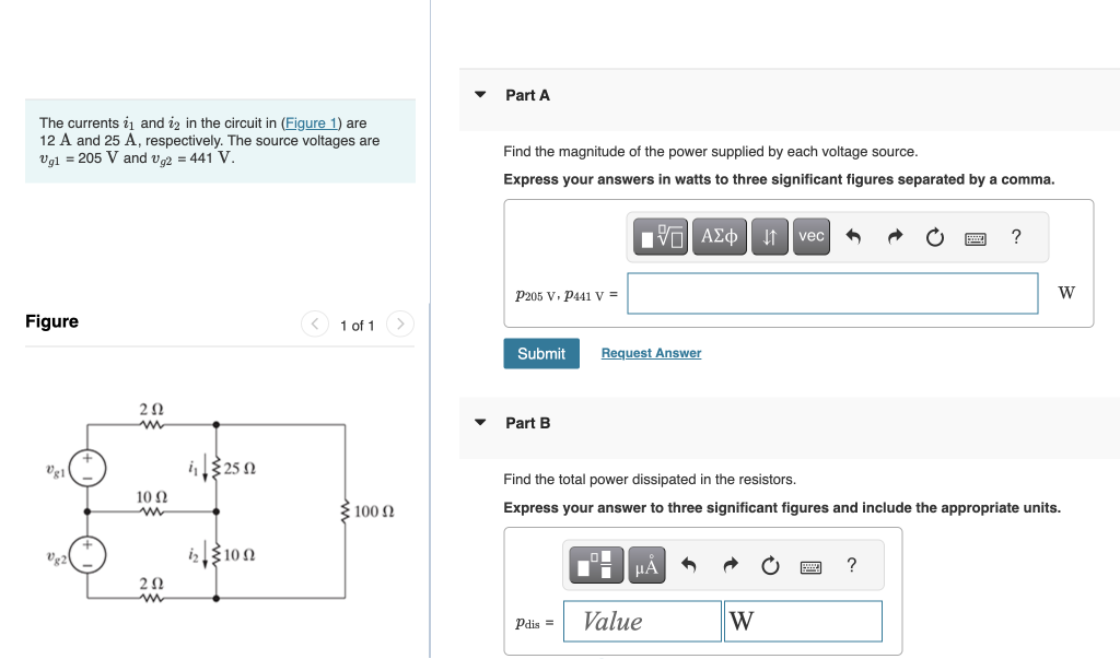 Solved The currents i1 and i2 in the circuit in । are 12 A | Chegg.com