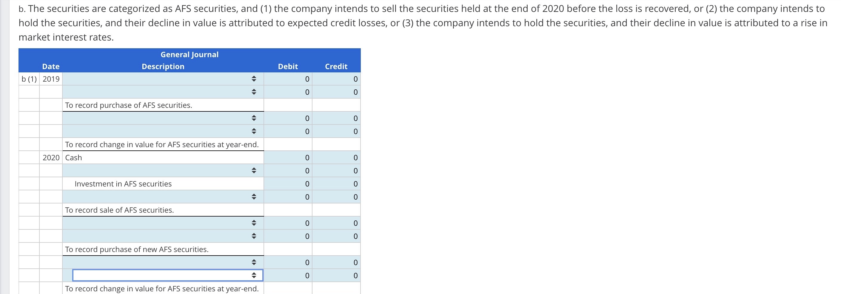 Solved Investment in Trading and AFS Securities the end of