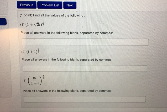 Solved Previous Problem List Next (1 point) Find all the | Chegg.com