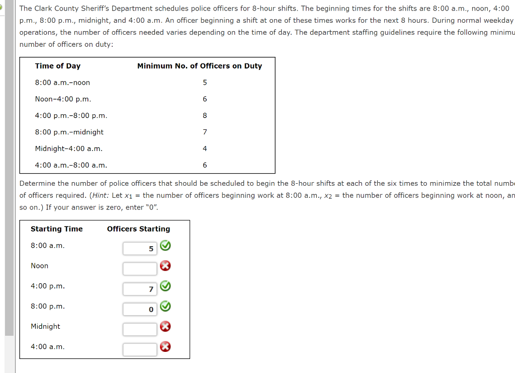 Solved The Clark County Sheriff's Department schedules