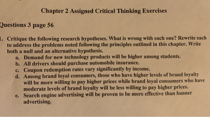 Solved Chapter 2 Assigned Critical Thinking Exercises | Chegg.com