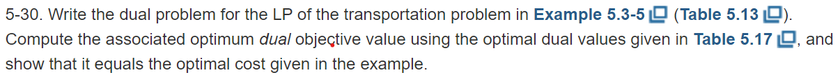 5-30. Write the dual problem for the LP of the | Chegg.com