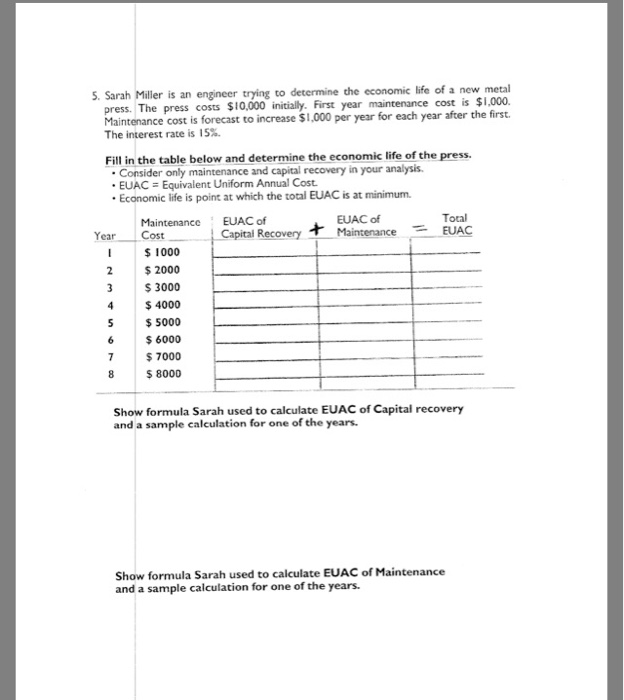 Solved S. Sarah Miller is an engineer trying to determine