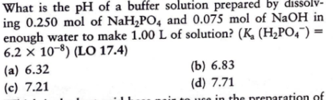 Solved What Is The PH Of A Buffer Solution Prepared By | Chegg.com