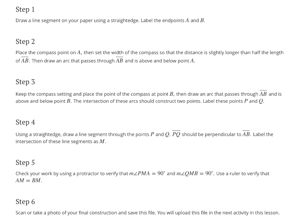 Solved Step 1 Draw A Line Segment On Your Paper Using A 4367