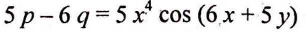 Solved 5p−6q=5x4cos(6x+5y) | Chegg.com