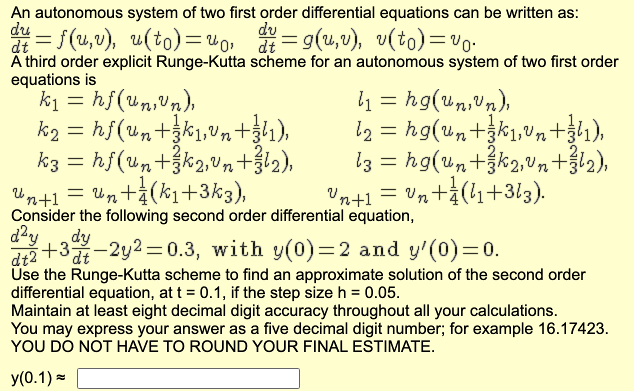 Solved An autonomous system of two first order differential | Chegg.com