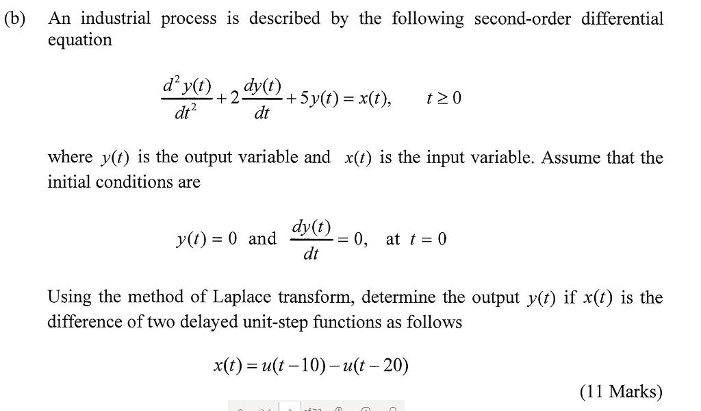 Solved An industrial process is described by the following