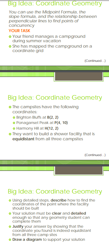 Solved Big Idea: Coordinate Geometry You Can Use The | Chegg.com