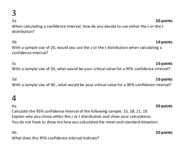 Solved 20 points За When calculating a confidence interval, | Chegg.com