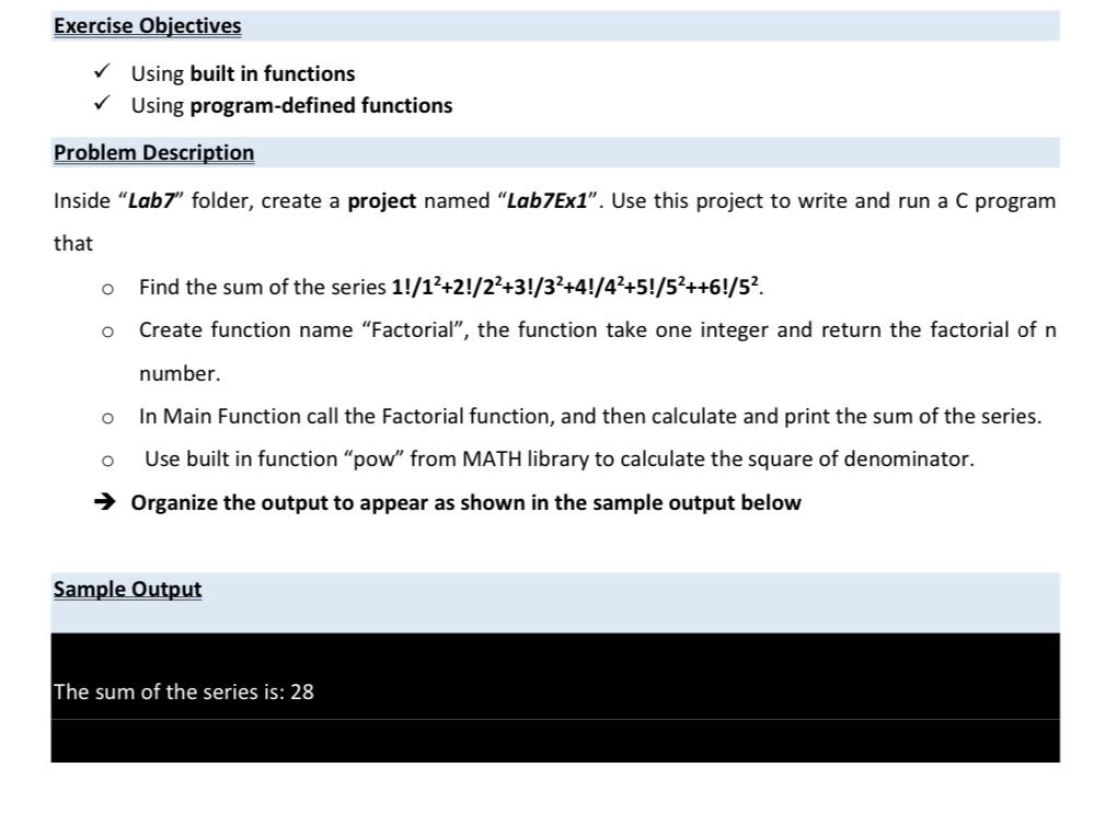 Solved Exercise Objectives Using built in functions | Chegg.com