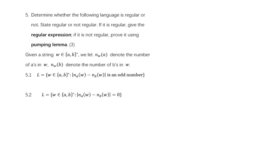 Solved 5. Determine whether the following language is | Chegg.com