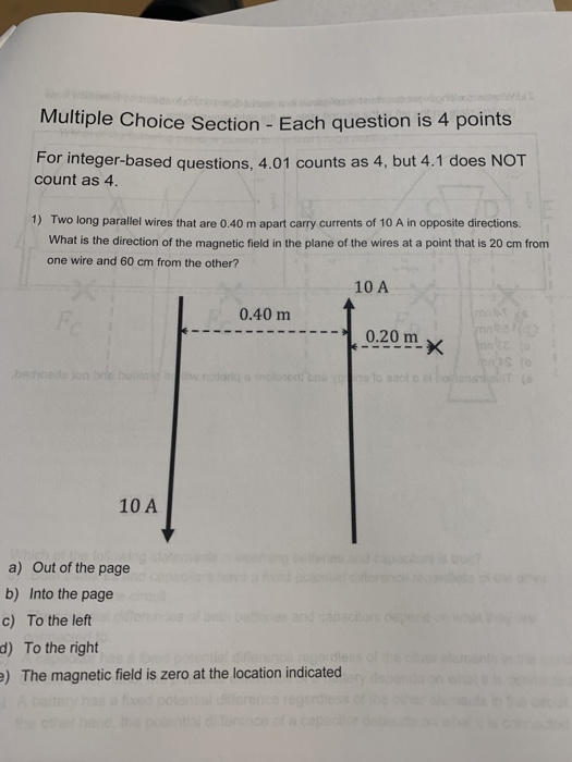 Solved Multiple Choice Section -Each question is 4 points | Chegg.com