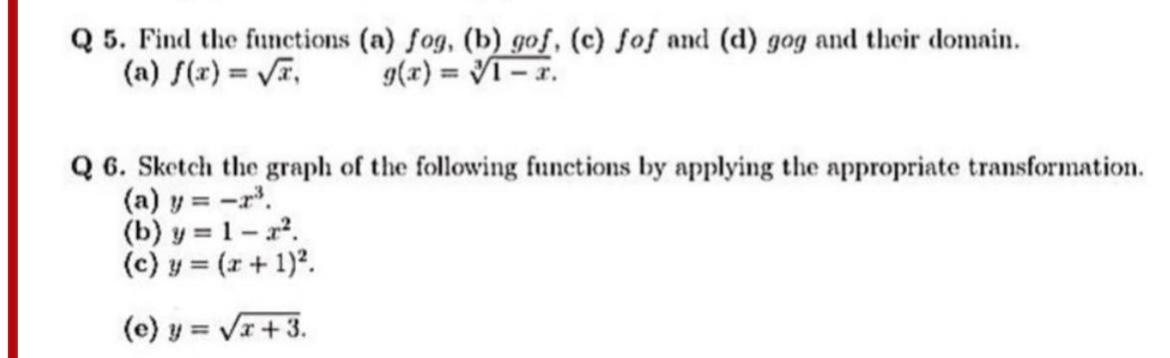 Solved Q5 Find The Functions A Fog B Gos C Sof A Chegg Com