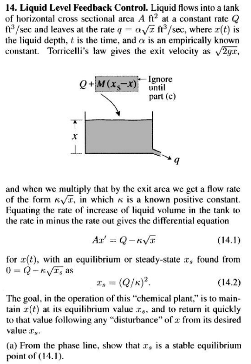 Solved 14. Liquid Level Feedback Control. Liquid flows into | Chegg.com