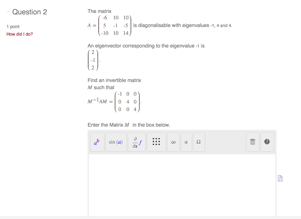 Solved - Question 1 Find all of the eigenvalues of the | Chegg.com