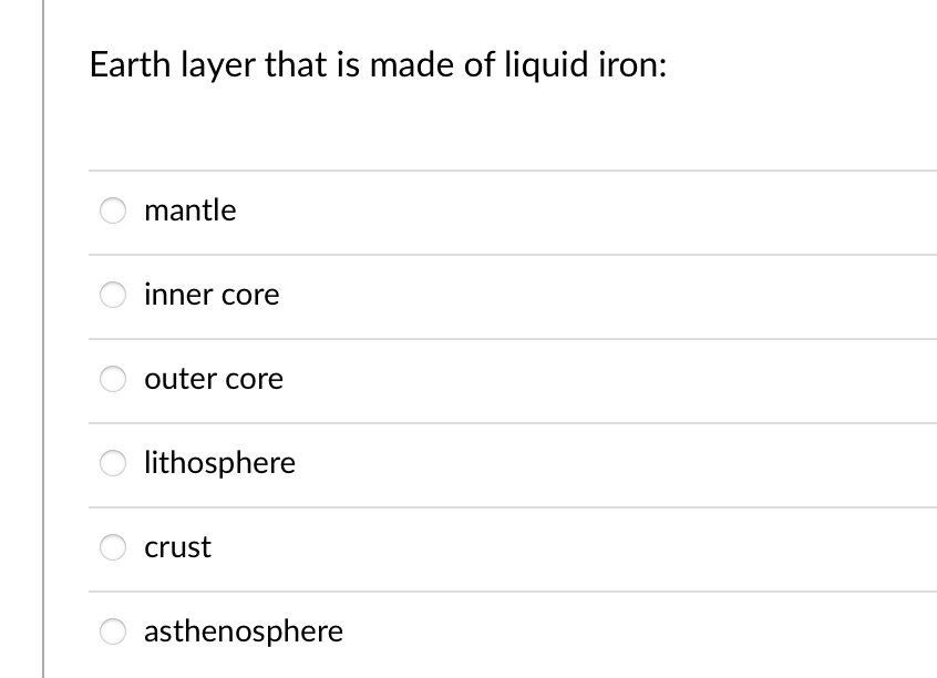 what layer of the earth is made of liquid iron and nickel