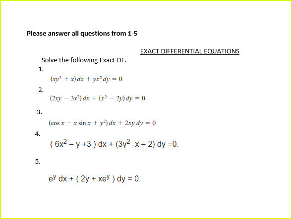Solved Please answer all questions from 1-5 EXACT | Chegg.com