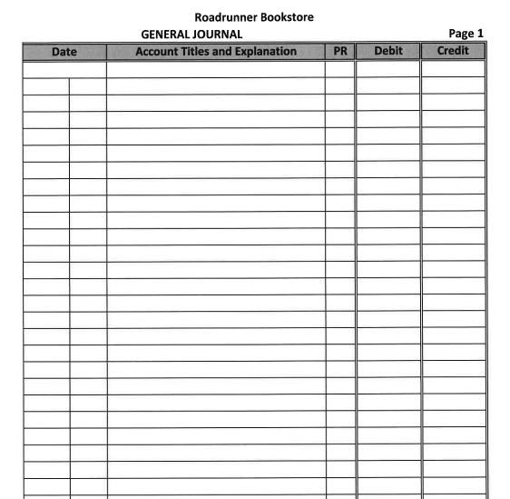 Accounting Cycle Project FA21 Roadrunner Bookstore | Chegg.com