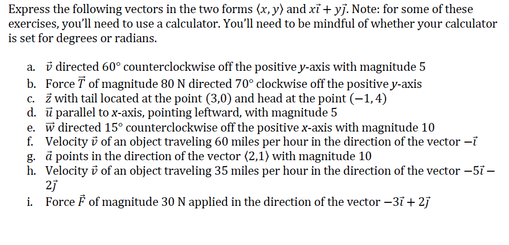 Solved Draw The Following Two Dimensional Vectors A A Chegg Com