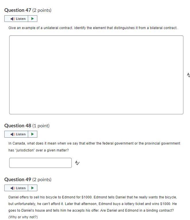 Solved Give an example of a unilateral contract. Identify