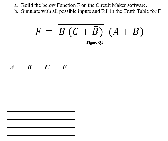 Generate The Math F Problem Solved a. Build the below Function F on the Circuit Maker | Chegg.com