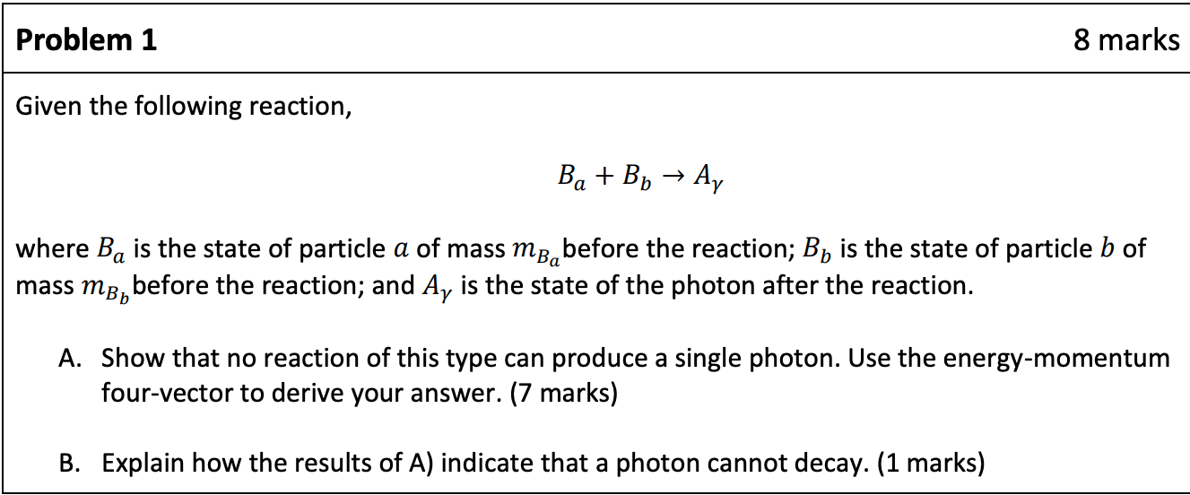 Solved Problem 1 8 Marks Given The Following Reaction, Ba + | Chegg.com