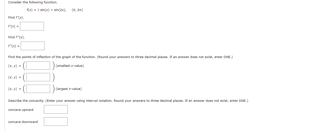 Solved Consider the following function. f(x) = 3 sin(x) + | Chegg.com