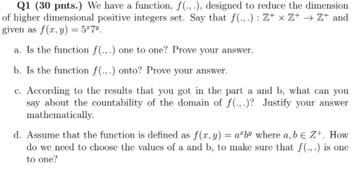 Solved Q1 (30 pnts.) We have a function, f(...), designed to | Chegg.com