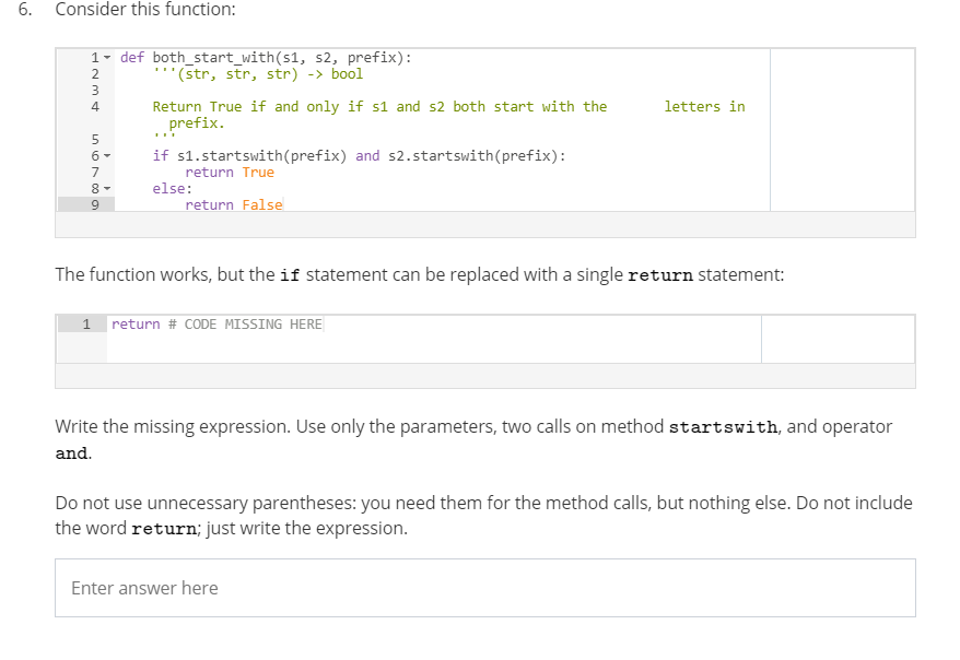 Solved 6. Consider this function: letters in 1 - def | Chegg.com
