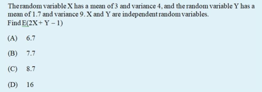 Solved The random variable X has a mean of 3 and variance 4, | Chegg.com