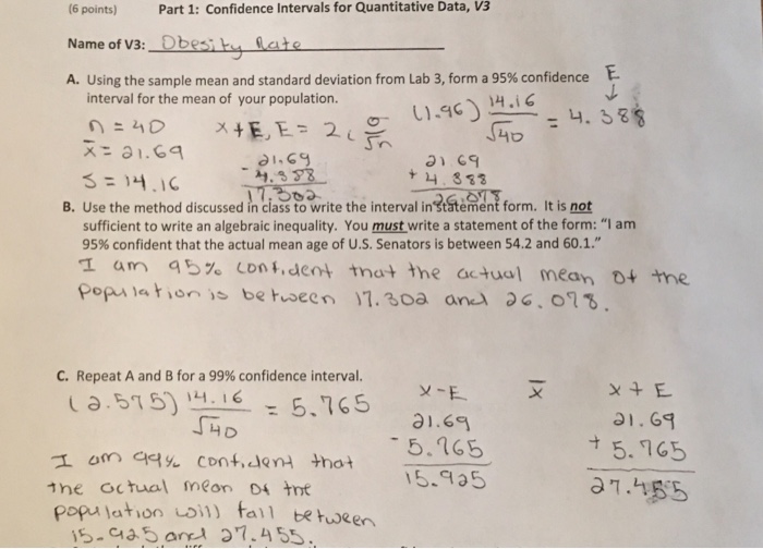 6 points) Part 1: Confidence Intervals for | Chegg.com