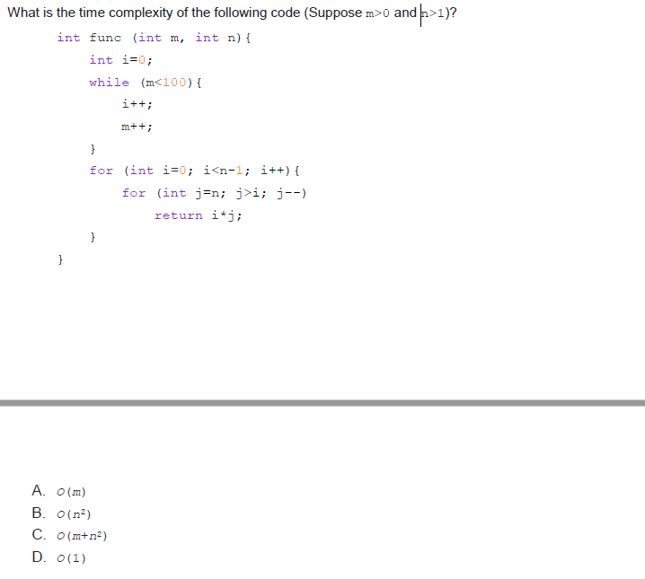 Solved What is the time complexity of the following code | Chegg.com