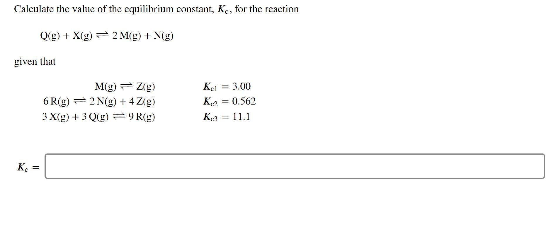 Solved Calculate The Value Of The Equilibrium Constant K Chegg Com