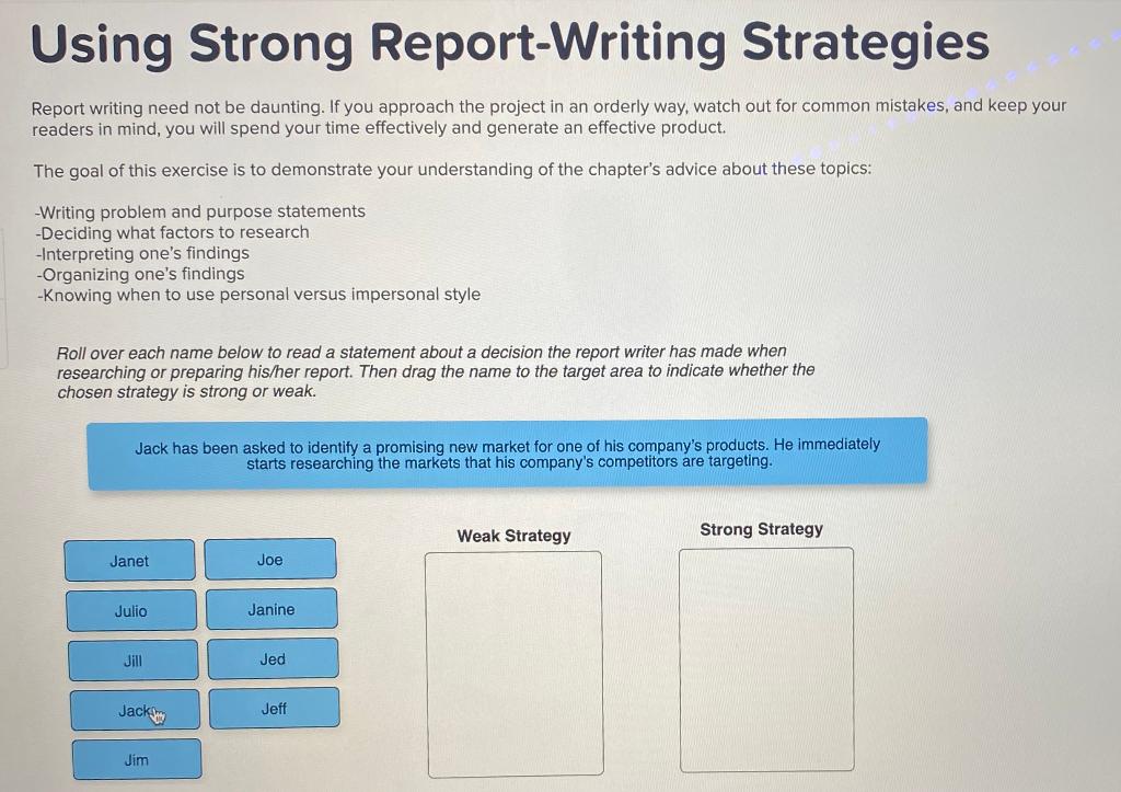 Solved Using Strong Report-Writing Strategies Report writing | Chegg.com
