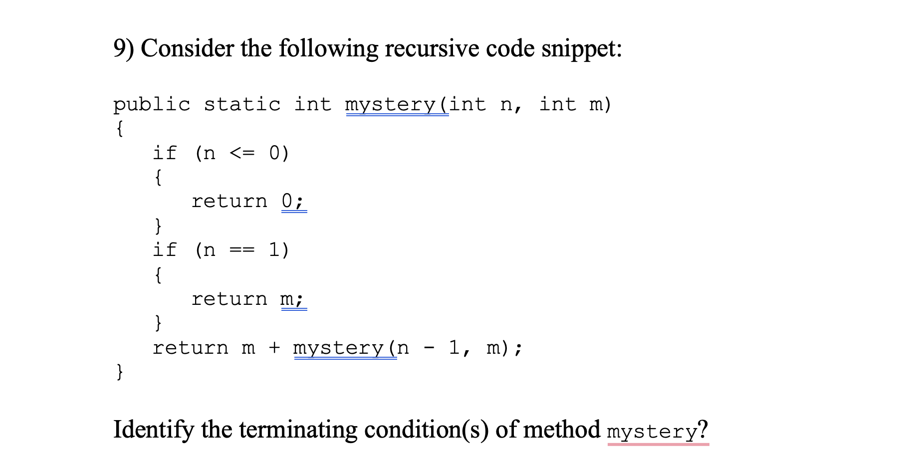 Solved Consider The Following Recursive Code Snippet Public Chegg Com