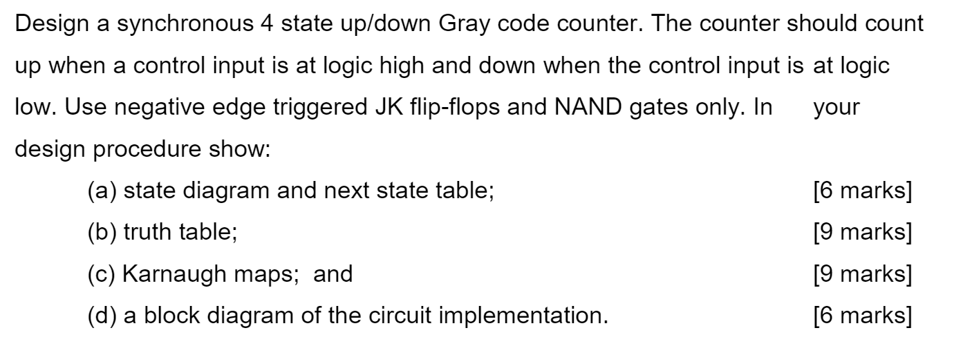 Solved Design a synchronous 4 state up/down Gray code | Chegg.com