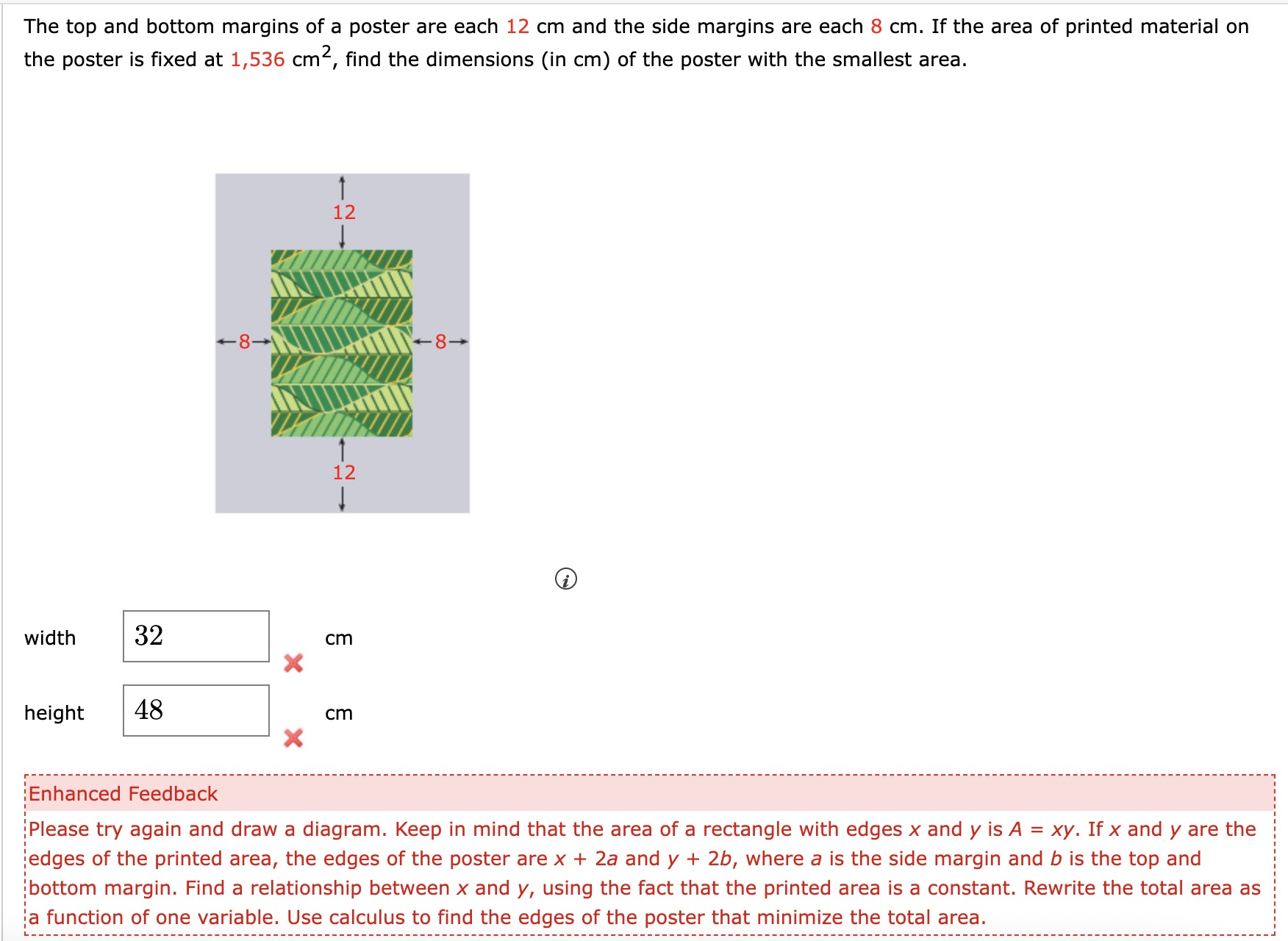 solved-the-top-and-bottom-margins-of-a-poster-are-each-12-cm-chegg