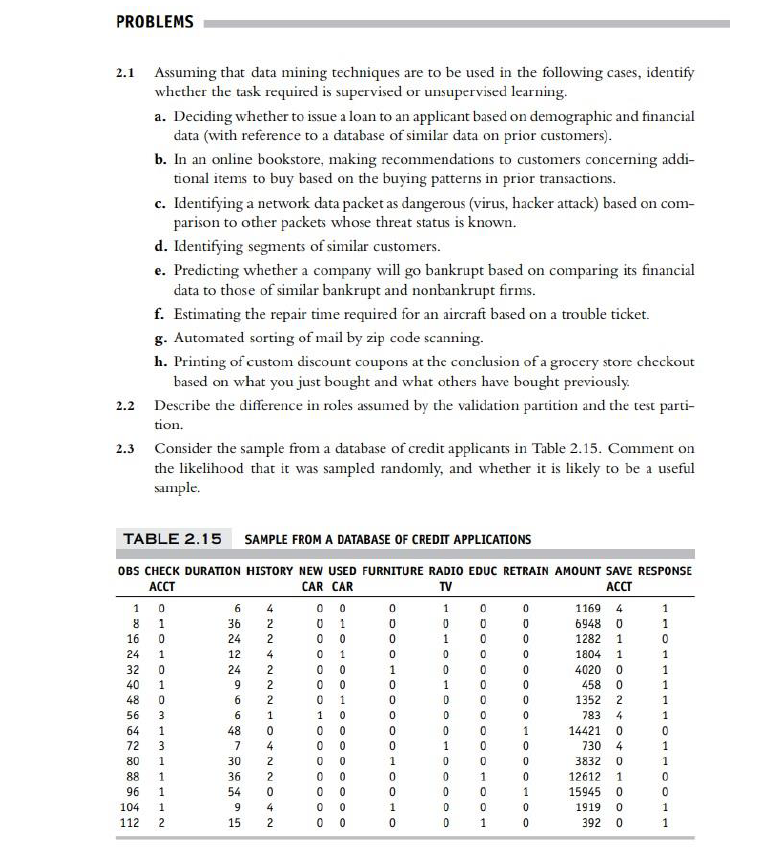 Solved 2.1 Assuming that data mining techniques are to be | Chegg.com