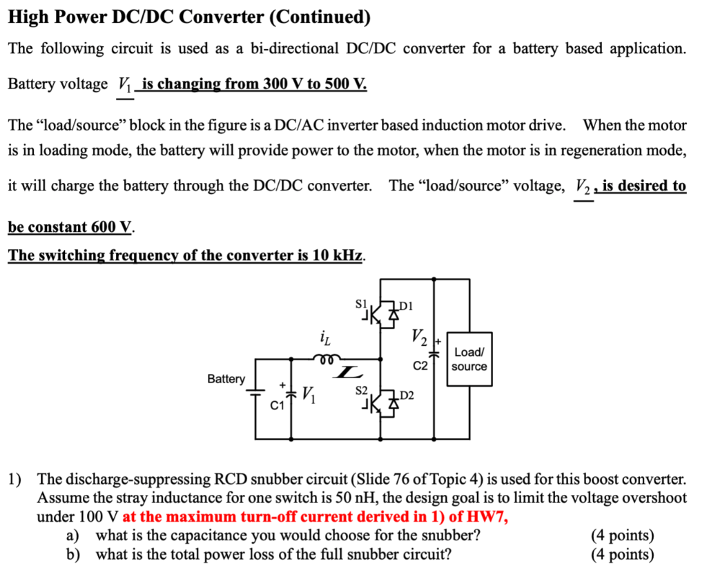 Solved High Power DC/DC Converter (Continued) The following | Chegg.com