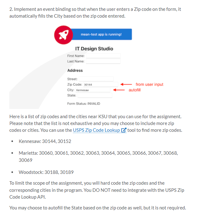 Solved Use Angular visual studio Event binding on the zip | Chegg.com