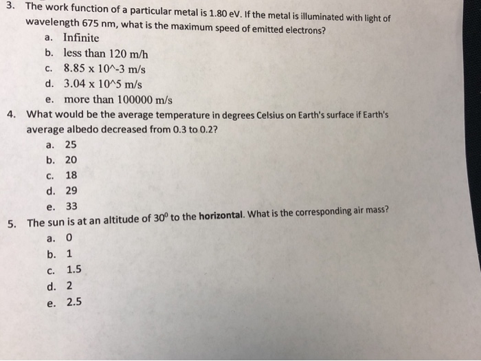 Solved 3. The work function of a particular metal is 1.80 | Chegg.com