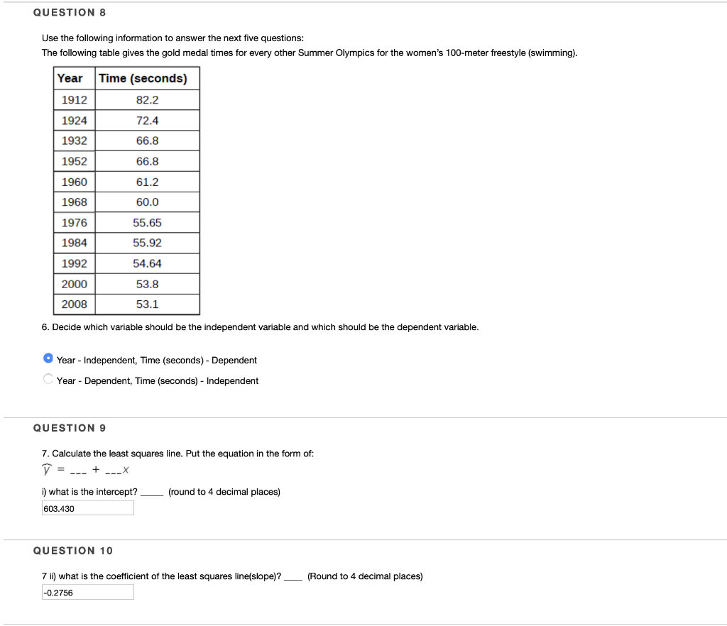 Solved QUESTION 8 Use the following information to answer | Chegg.com