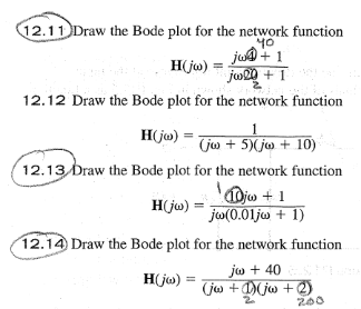 Solved (12.11 Draw the Bode plot for the network function w | Chegg.com