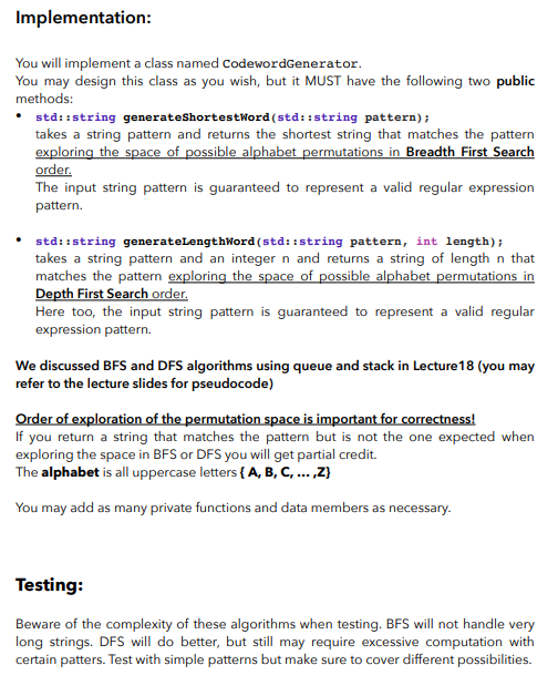 For this project you will implement a codeword | Chegg.com