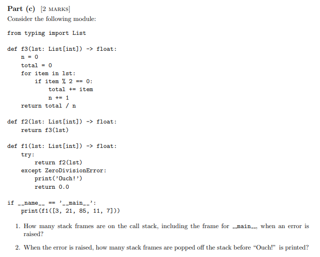 Solved Part (c) (2 MARKS] Consider the following module: | Chegg.com